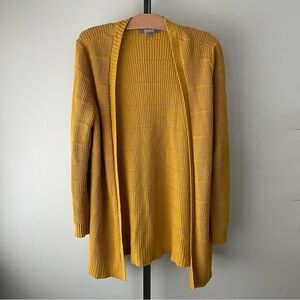 Marled Reunited Clothing Mustard Yellow Open Knit Cardigan Sweater Long Longline